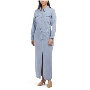NWT YFB Young Fabulous & Broke Light Blue Denim Benson Utility Maxi Dress Size S